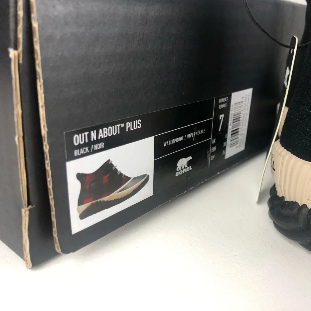 Sorel Out N About Plus Buffalo Plaid Textile & Suede Waterproof Booties Boots - Picture 9 of 9